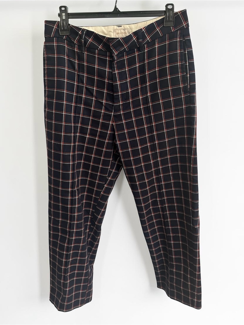 Brixton Navy Plaid Dress Pants with Red and White Windowpane